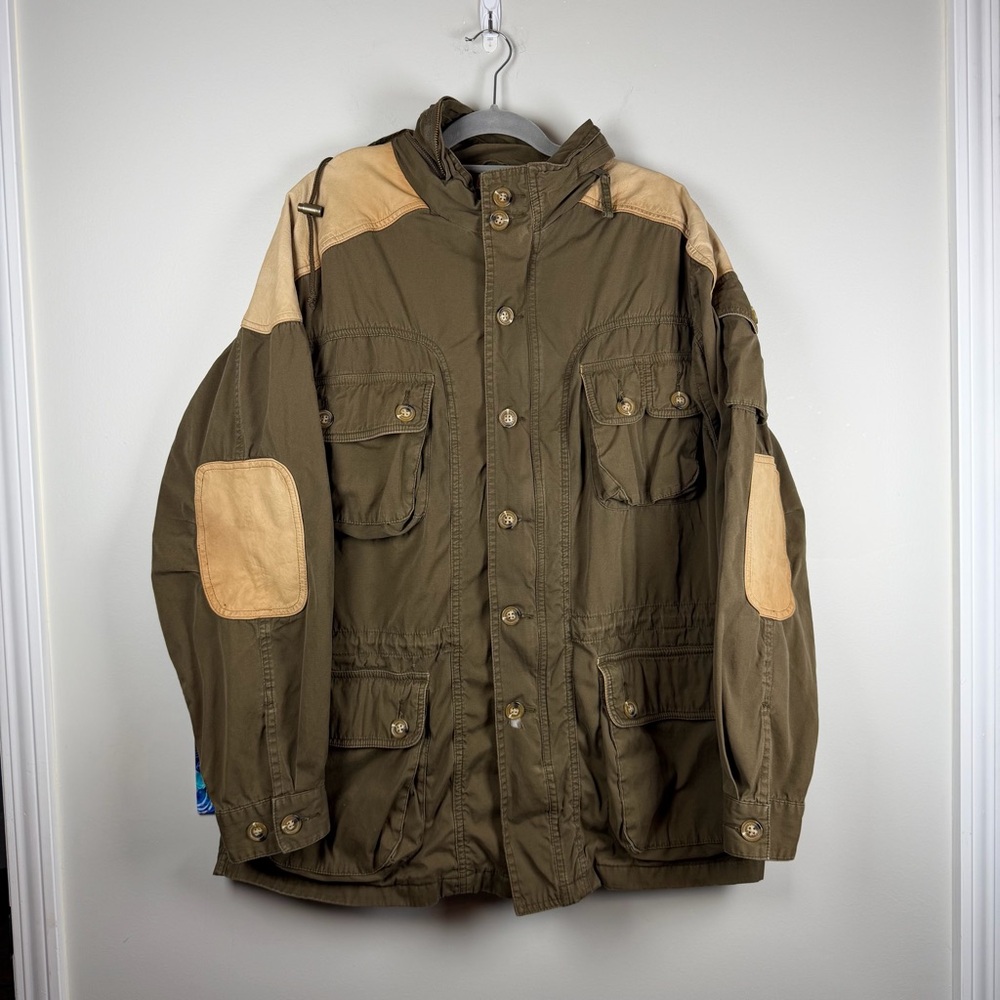 Vintage Orvis Brown Longline Field Barn Chore Utility Patch Hood Jacket Large